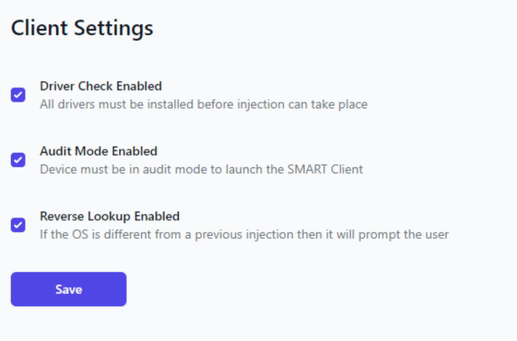 Overview of SMART client settings